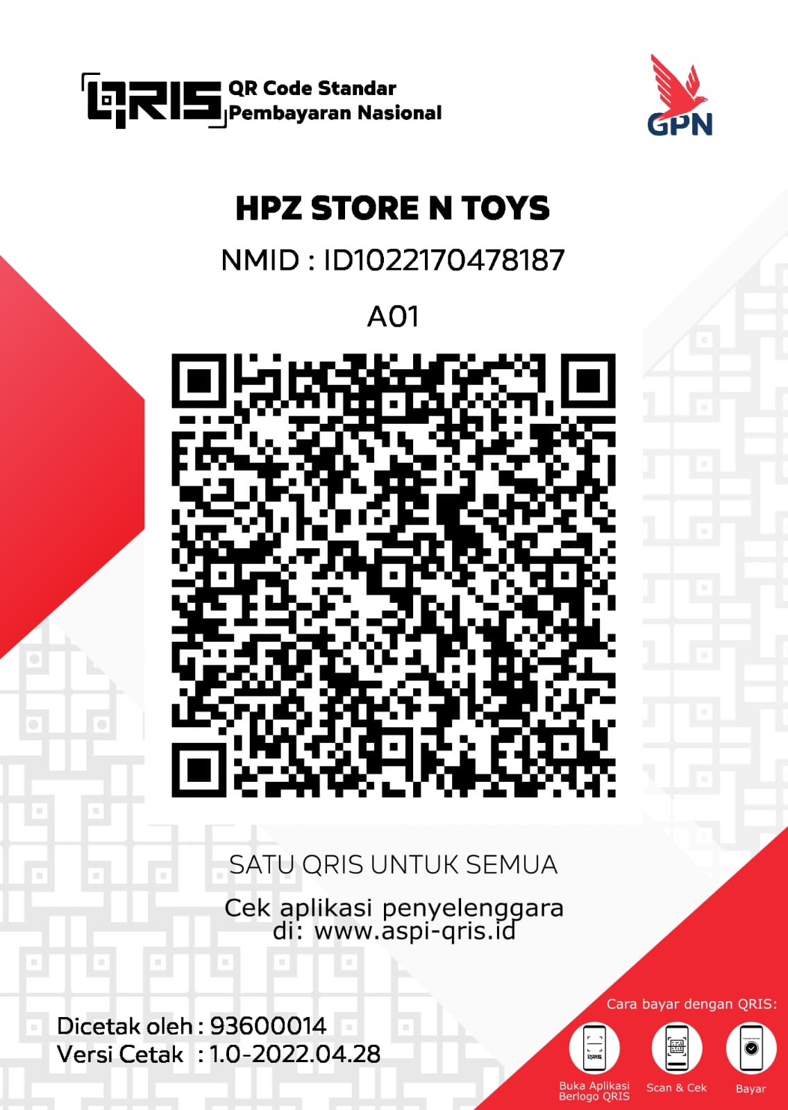 QRIS HPZ STORE N TOYS